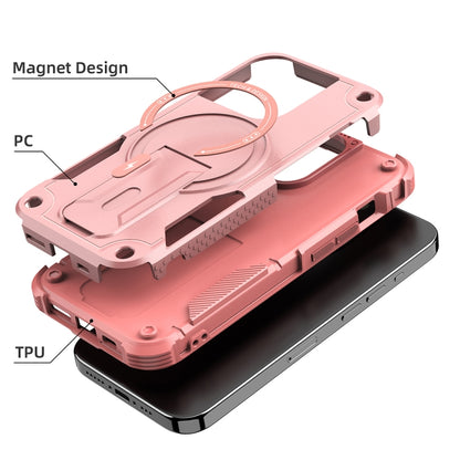 For iPhone 12 Pro Max MagSafe Holder Armor PC Hybrid TPU Phone Case(Pink) - iPhone 12 Pro Max Cases by PMC Jewellery | Online Shopping South Africa | PMC Jewellery