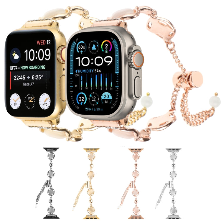For Apple Watch 38mm Shell Metal Chain Bracelet Watch Band(Black) - Watch Bands by PMC TechLife | Online Shopping South Africa | PMC TechLife