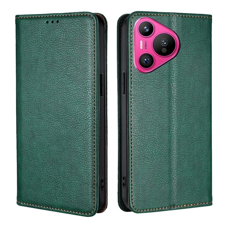 For Huawei Pura 70 Gloss Oil Solid Color Magnetic Leather Phone Case(Green) - Huawei Cases by PMC Jewellery | Online Shopping South Africa | PMC Jewellery | Buy Now Pay Later Mobicred