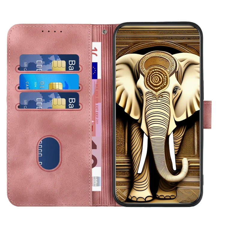 For Xiaomi Redmi K70 YX0060 Elephant Head Embossed Phone Leather Case with Lanyard(Pink) - K70 Cases by PMC Jewellery | Online Shopping South Africa | PMC Jewellery | Buy Now Pay Later Mobicred