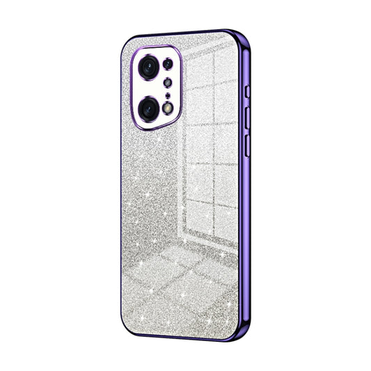 For OPPO Find X5 Pro Gradient Glitter Powder Electroplated Phone Case(Purple) - OPPO Cases by PMC Jewellery | Online Shopping South Africa | PMC Jewellery | Buy Now Pay Later Mobicred