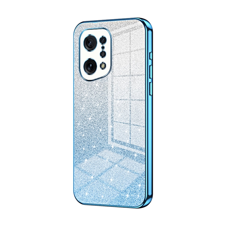 For OPPO Find X5 Gradient Glitter Powder Electroplated Phone Case(Blue) - OPPO Cases by PMC Jewellery | Online Shopping South Africa | PMC Jewellery | Buy Now Pay Later Mobicred