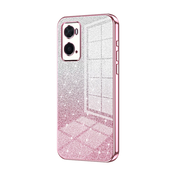 For OPPO A36 / A76 / A96 4G Global Gradient Glitter Powder Electroplated Phone Case(Pink) - OPPO Cases by PMC TechLife | Online Shopping South Africa | PMC TechLife | Buy Now Pay Later Mobicred
