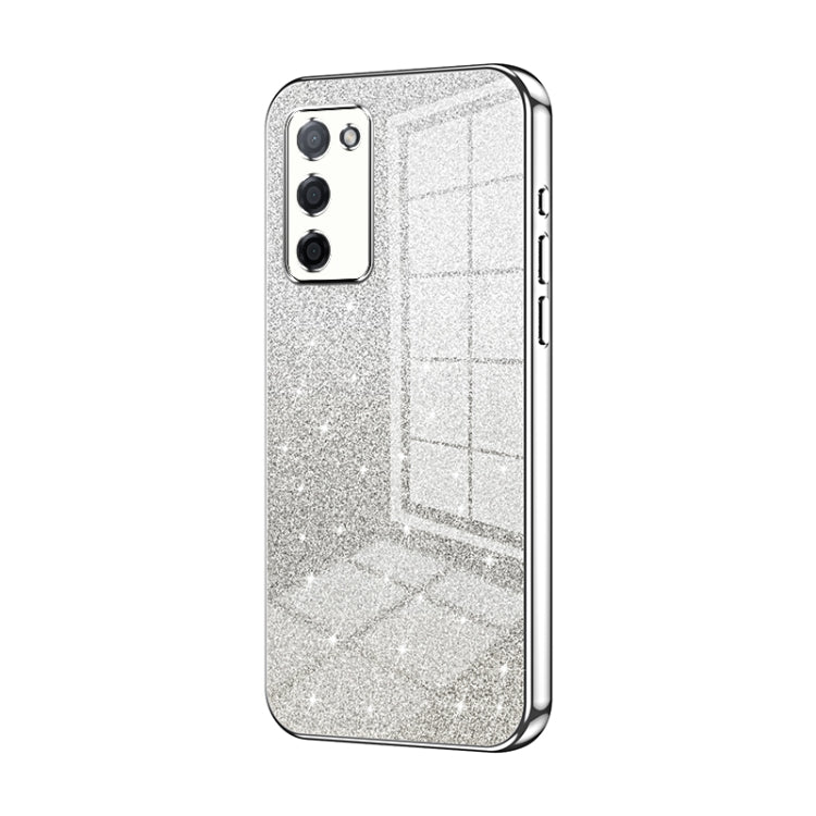 For OPPO A55 5G / A56 / A53s 5G Gradient Glitter Powder Electroplated Phone Case(Silver) - OPPO Cases by PMC Jewellery | Online Shopping South Africa | PMC Jewellery | Buy Now Pay Later Mobicred