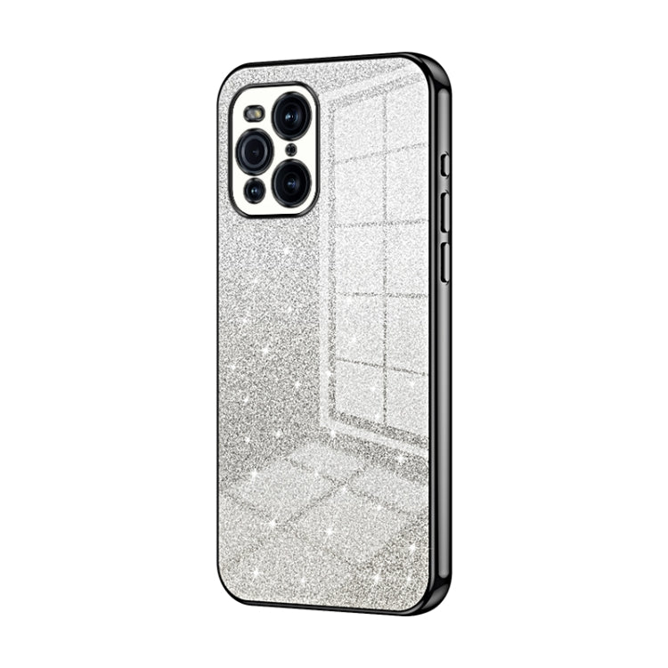 For OPPO Find X3 / Find X3 Pro Gradient Glitter Powder Electroplated Phone Case(Black) - OPPO Cases by PMC Jewellery | Online Shopping South Africa | PMC Jewellery | Buy Now Pay Later Mobicred