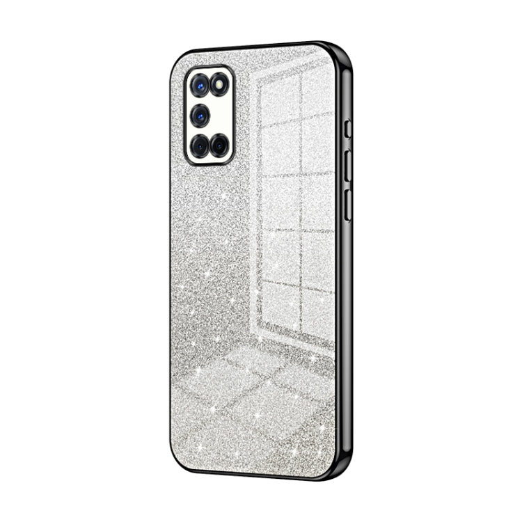 For OPPO A52 / A72 / A92 Gradient Glitter Powder Electroplated Phone Case(Black) - OPPO Cases by PMC TechLife | Online Shopping South Africa | PMC TechLife | Buy Now Pay Later Mobicred