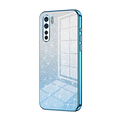 For OPPO A91 Gradient Glitter Powder Electroplated Phone Case(Blue) - OPPO Cases by PMC Jewellery | Online Shopping South Africa | PMC Jewellery | Buy Now Pay Later Mobicred