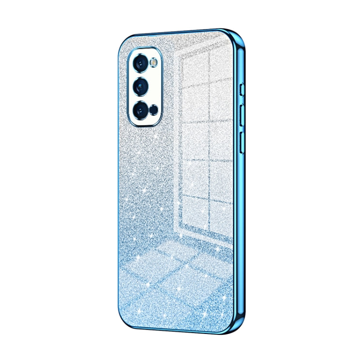 For OPPO Reno4 Pro Gradient Glitter Powder Electroplated Phone Case(Blue) - OPPO Cases by PMC TechLife | Online Shopping South Africa | PMC TechLife | Buy Now Pay Later Mobicred