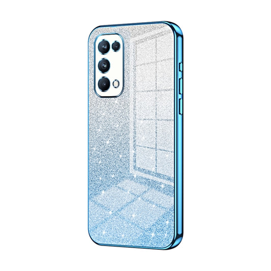 For OPPO Reno5 Pro Gradient Glitter Powder Electroplated Phone Case(Blue) - OPPO Cases by PMC Jewellery | Online Shopping South Africa | PMC Jewellery | Buy Now Pay Later Mobicred