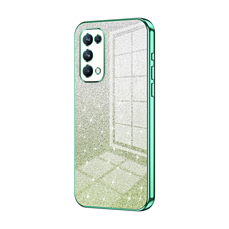 For OPPO Reno5 Pro Gradient Glitter Powder Electroplated Phone Case(Green) - OPPO Cases by PMC Jewellery | Online Shopping South Africa | PMC Jewellery | Buy Now Pay Later Mobicred