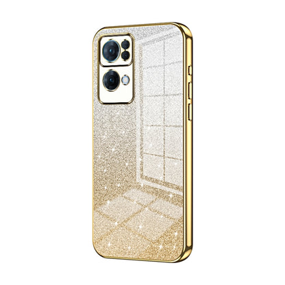 For OPPO Reno7 Pro Gradient Glitter Powder Electroplated Phone Case(Gold) - OPPO Cases by PMC Jewellery | Online Shopping South Africa | PMC Jewellery | Buy Now Pay Later Mobicred