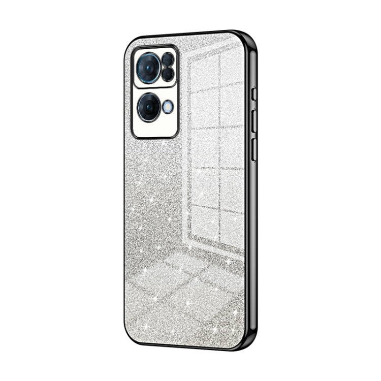 For OPPO Reno7 Pro Gradient Glitter Powder Electroplated Phone Case(Black) - OPPO Cases by PMC TechLife | Online Shopping South Africa | PMC TechLife | Buy Now Pay Later Mobicred