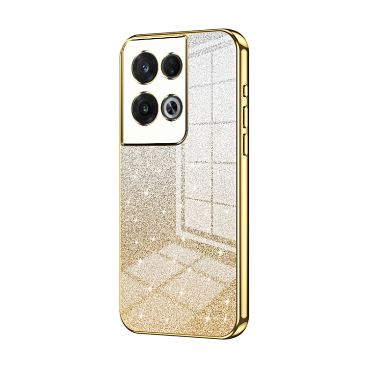 For OPPO Reno8 Pro Gradient Glitter Powder Electroplated Phone Case(Gold) - OPPO Cases by PMC Jewellery | Online Shopping South Africa | PMC Jewellery | Buy Now Pay Later Mobicred