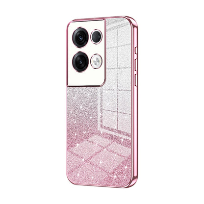 For OPPO Reno8 Pro+ Gradient Glitter Powder Electroplated Phone Case(Pink) - OPPO Cases by PMC Jewellery | Online Shopping South Africa | PMC Jewellery | Buy Now Pay Later Mobicred