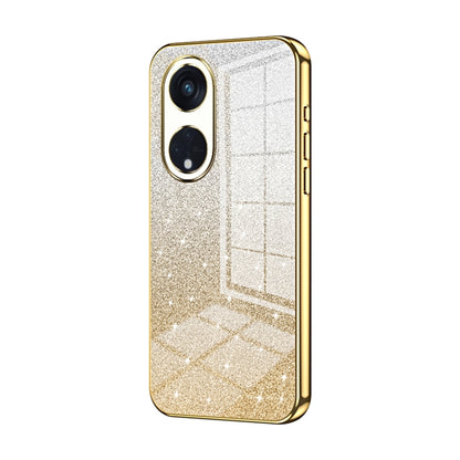 For OPPO Reno8 T 5G Gradient Glitter Powder Electroplated Phone Case(Gold) - OPPO Cases by PMC Jewellery | Online Shopping South Africa | PMC Jewellery | Buy Now Pay Later Mobicred