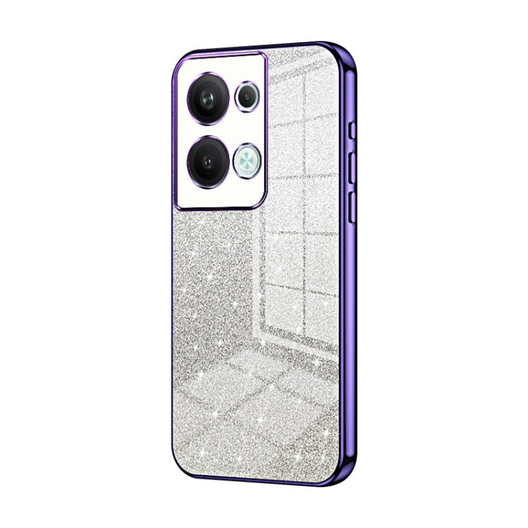 For OPPO Reno9 Pro+ Gradient Glitter Powder Electroplated Phone Case(Purple) - OPPO Cases by PMC Jewellery | Online Shopping South Africa | PMC Jewellery | Buy Now Pay Later Mobicred