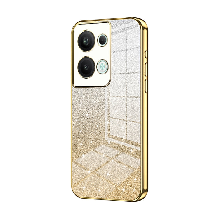 For OPPO Reno9 Pro+ Gradient Glitter Powder Electroplated Phone Case(Gold) - OPPO Cases by PMC Jewellery | Online Shopping South Africa | PMC Jewellery | Buy Now Pay Later Mobicred