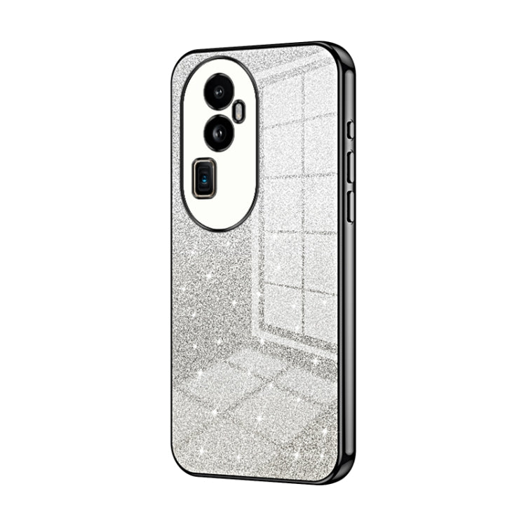 For OPPO Reno10 Pro+ Gradient Glitter Powder Electroplated Phone Case(Black) - OPPO Cases by PMC TechLife | Online Shopping South Africa | PMC TechLife | Buy Now Pay Later Mobicred