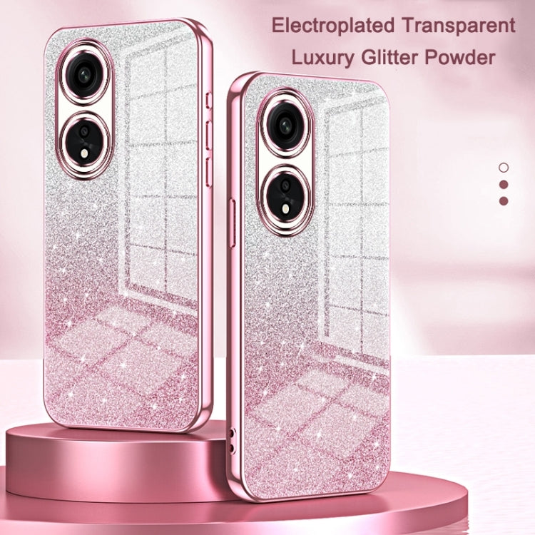 For OPPO A1 Pro Gradient Glitter Powder Electroplated Phone Case(Silver) - OPPO Cases by PMC TechLife | Online Shopping South Africa | PMC TechLife | Buy Now Pay Later Mobicred