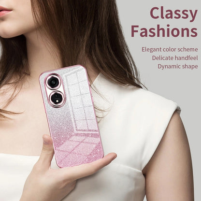 For OPPO Reno8 Gradient Glitter Powder Electroplated Phone Case(Transparent) - OPPO Cases by PMC Jewellery | Online Shopping South Africa | PMC Jewellery | Buy Now Pay Later Mobicred