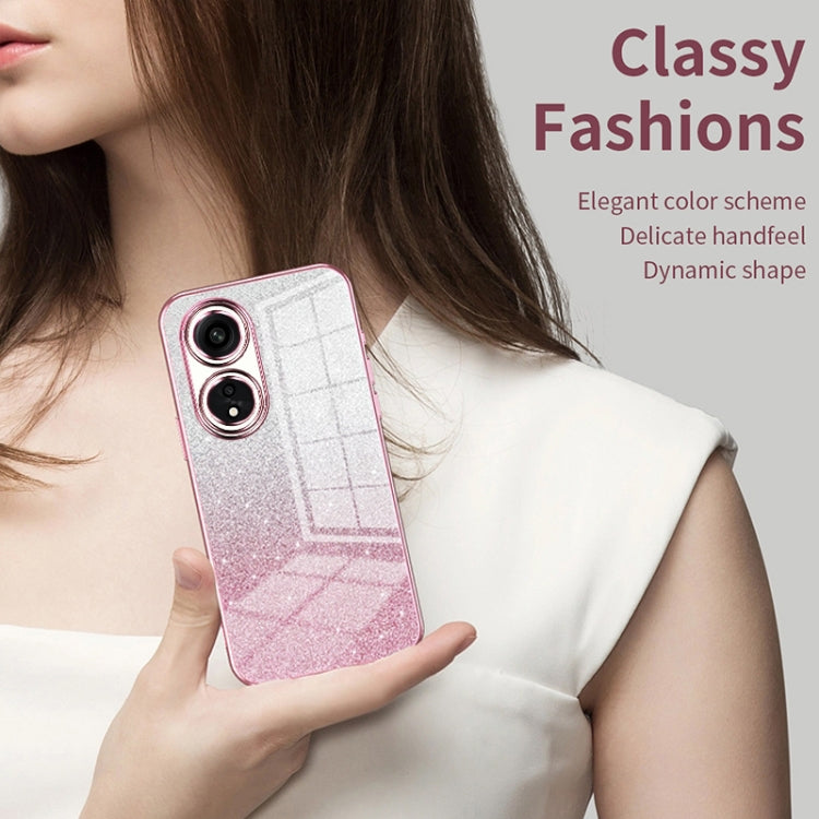For OPPO Reno3 4G / F15 / A91 Gradient Glitter Powder Electroplated Phone Case(Transparent) - OPPO Cases by PMC Jewellery | Online Shopping South Africa | PMC Jewellery | Buy Now Pay Later Mobicred