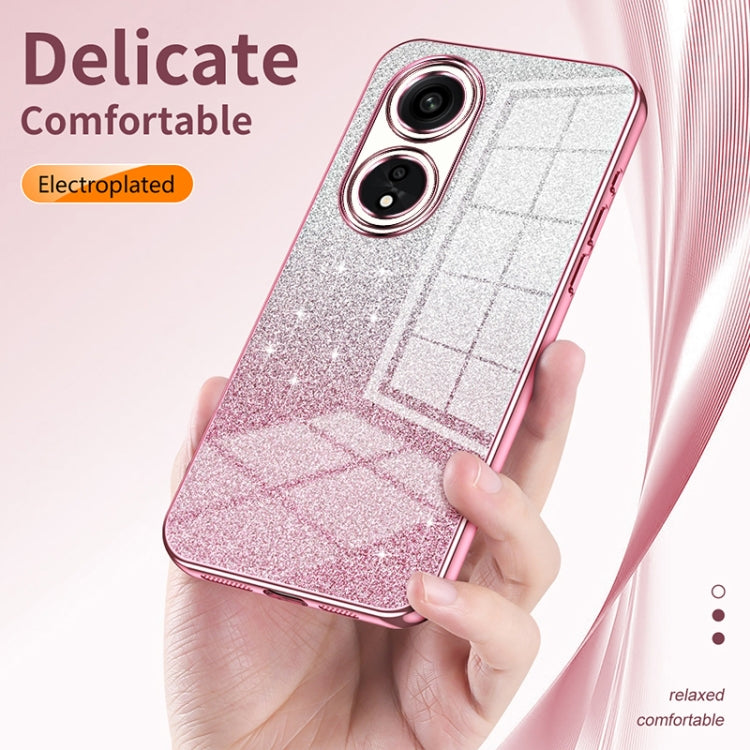 For OPPO Reno7 5G Gradient Glitter Powder Electroplated Phone Case(Silver) - OPPO Cases by PMC Jewellery | Online Shopping South Africa | PMC Jewellery | Buy Now Pay Later Mobicred