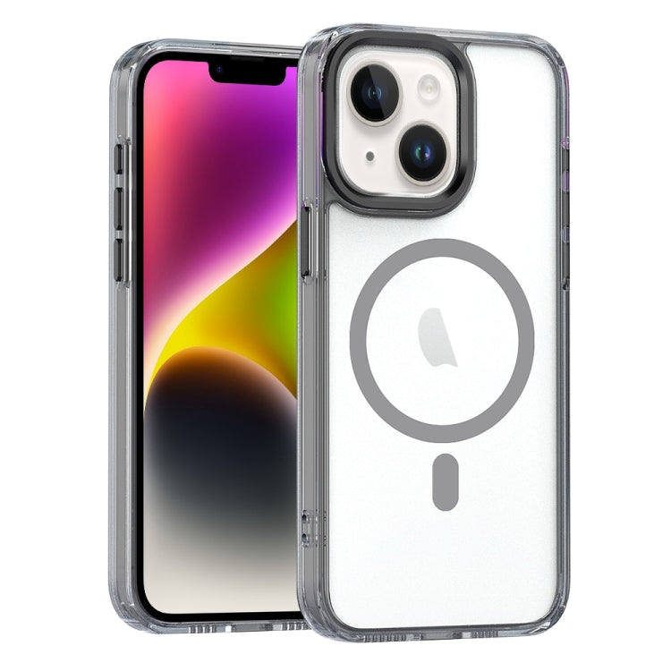 For iPhone 14 Plus MagSafe Magnetic Clear Phone Case(Black) - iPhone 14 Plus Cases by PMC TechLife | Online Shopping South Africa | PMC TechLife