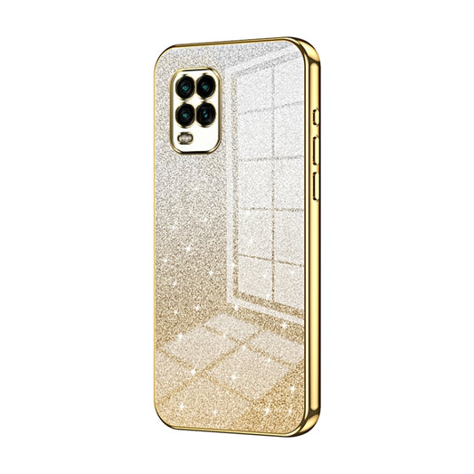 For Xiaomi Mi 10 Lite 5G Gradient Glitter Powder Electroplated Phone Case(Gold) - Xiaomi Cases by PMC Jewellery | Online Shopping South Africa | PMC Jewellery | Buy Now Pay Later Mobicred