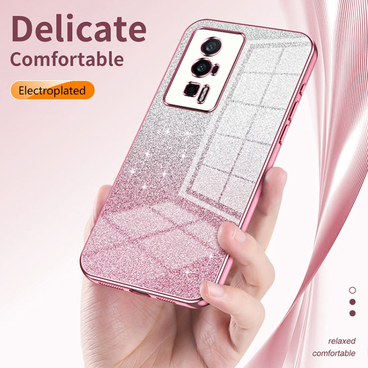 For Xiaomi Poco X4 Pro 5G Gradient Glitter Powder Electroplated Phone Case(Blue) - Poco X4 Pro 5G Cases by PMC TechLife | Online Shopping South Africa | PMC TechLife