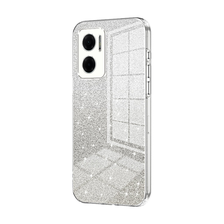 For Xiaomi Redmi Note 11E / Redmi 10 5G Gradient Glitter Powder Electroplated Phone Case(Transparent) - Xiaomi Cases by PMC TechLife | Online Shopping South Africa | PMC TechLife | Buy Now Pay Later Mobicred