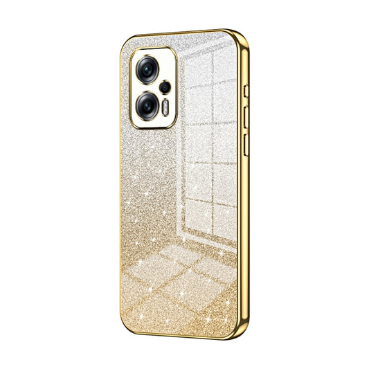 For Xiaomi Redmi Note 11T Pro/Poco X4 GT Gradient Glitter Powder Electroplated Phone Case(Gold) - Xiaomi Cases by PMC Jewellery | Online Shopping South Africa | PMC Jewellery | Buy Now Pay Later Mobicred