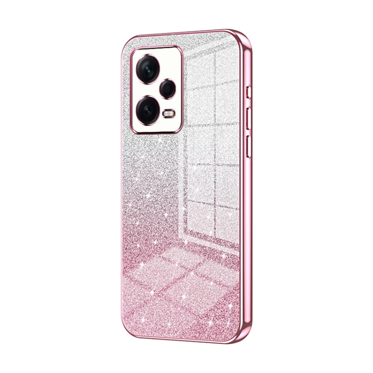 For Xiaomi Redmi Note 12 Pro+  Gradient Glitter Powder Electroplated Phone Case(Pink) - Xiaomi Cases by PMC Jewellery | Online Shopping South Africa | PMC Jewellery | Buy Now Pay Later Mobicred