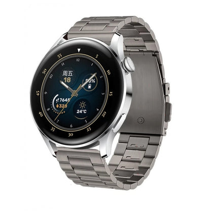 For Huawei Watch GT4 / GT3 / GT2 46mm Three Strains Flat Buckle Titanium Steel Watch Band(Grey) - Watch Bands by PMC Jewellery | Online Shopping South Africa | PMC Jewellery