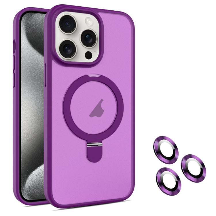 For iPhone 15 Pro MagSafe Magnetic Holder Phone Case(Dark Purple) - iPhone 15 Pro Cases by PMC Jewellery | Online Shopping South Africa | PMC Jewellery