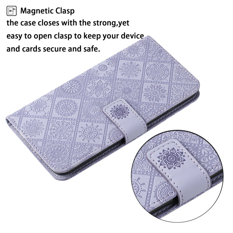 For Google Pixel 9 Pro XL Ethnic Style Embossed Pattern Leather Phone Case(Purple) - Google Cases by PMC TechLife | Online Shopping South Africa | PMC TechLife | Buy Now Pay Later Mobicred