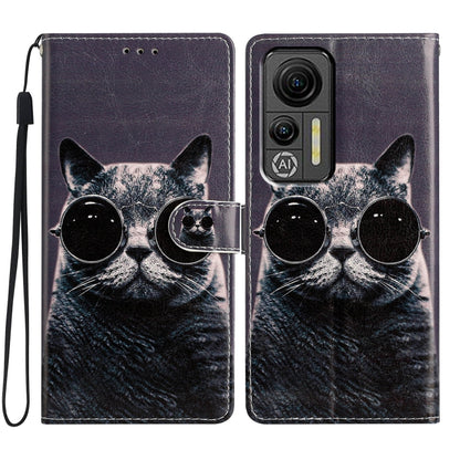 For Ulefone Note 14 Colored Drawing Leather Phone Case(Sunglasses Cat) - Ulefone Cases by PMC Jewellery | Online Shopping South Africa | PMC Jewellery | Buy Now Pay Later Mobicred