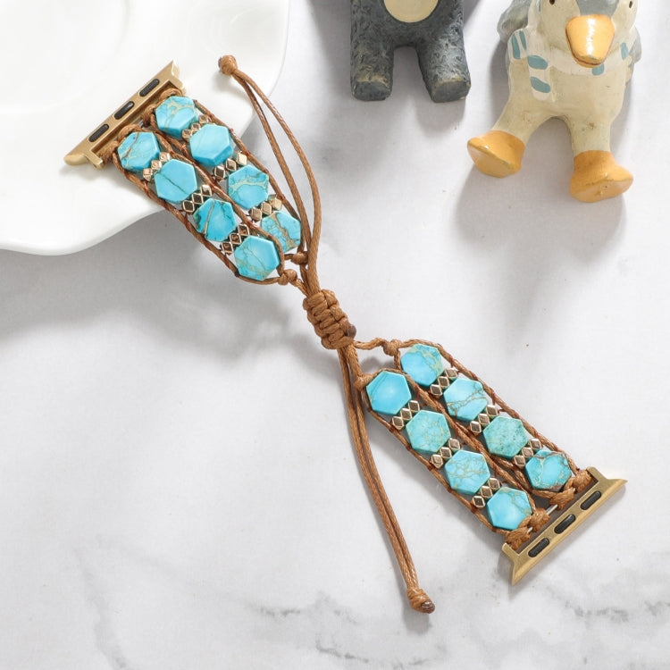 For Apple Watch Ultra 49mm Hexagonal Stones Drawstring Chain Watch Band(Blue) - free shipping - PMC TechLife - Order now!