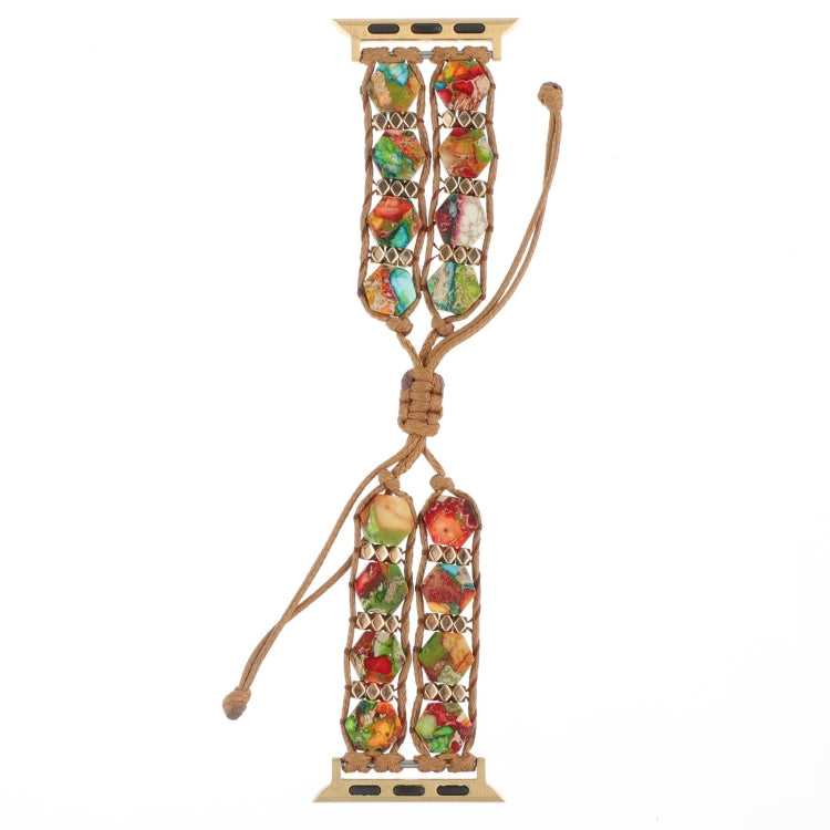 For Apple Watch Series 8 45mm Hexagonal Stones Drawstring Chain Watch Band(Colorful) - Watch Bands by PMC TechLife | Online Shopping South Africa | PMC TechLife