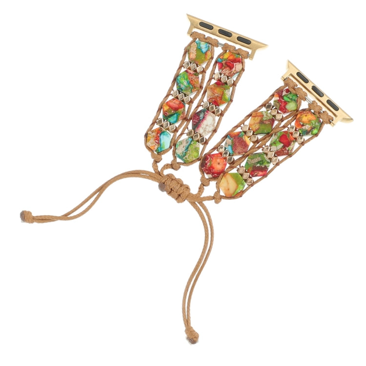 For Apple Watch Series 8 45mm Hexagonal Stones Drawstring Chain Watch Band(Colorful) - Watch Bands by PMC TechLife | Online Shopping South Africa | PMC TechLife