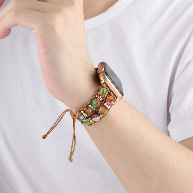 For Apple Watch Series 6 40mm Hexagonal Stones Drawstring Chain Watch Band(Colorful) - Watch Bands by PMC TechLife | Online Shopping South Africa | PMC TechLife