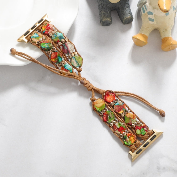 For Apple Watch Series 6 44mm Hexagonal Stones Drawstring Chain Watch Band(Colorful) - Watch Bands by PMC TechLife | Online Shopping South Africa | PMC TechLife