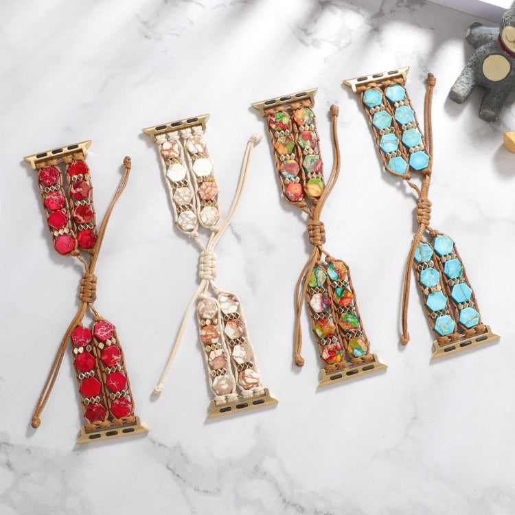 For Apple Watch Ultra 2 49mm Hexagonal Stones Drawstring Chain Watch Band(Beige) - free shipping - PMC TechLife - Order now!