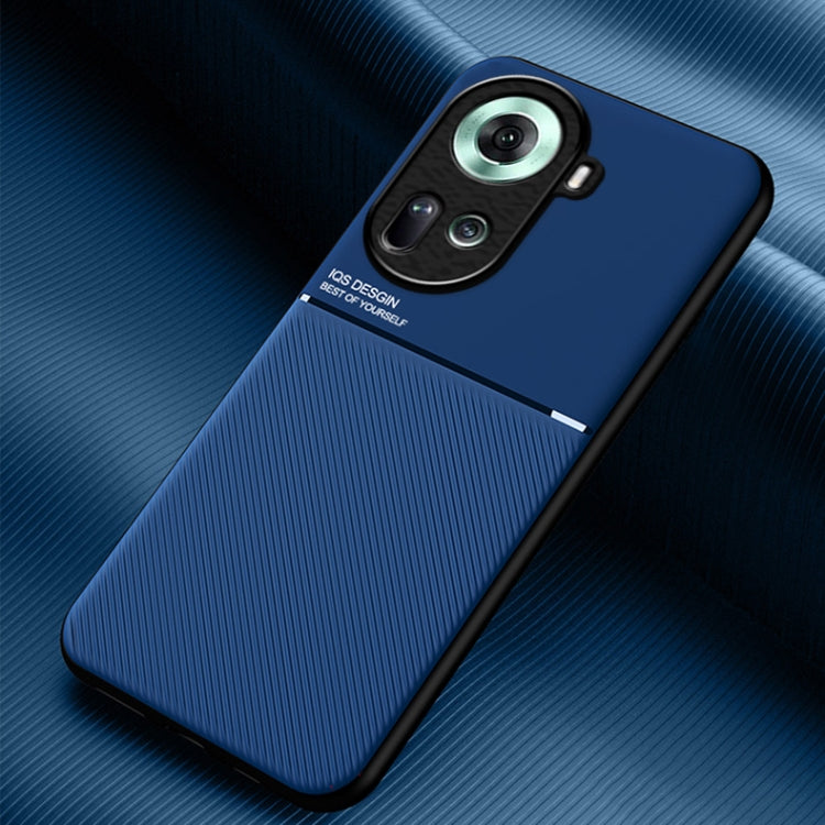 For OPPO Reno11 5G Global Classic Tilt Strip Grain Magnetic Shockproof PC + TPU Phone Case(Blue) - Reno11 Cases by PMC Jewellery | Online Shopping South Africa | PMC Jewellery