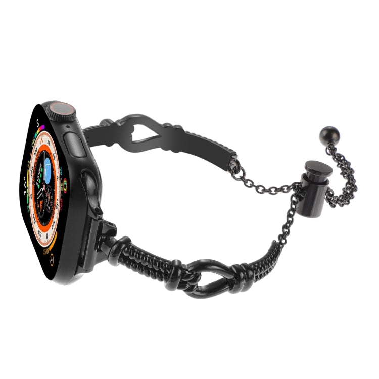 For Apple Watch Ultra 49mm Twist Metal Bracelet Chain Watch Band(Black) - Watch Bands by PMC Jewellery | Online Shopping South Africa | PMC Jewellery