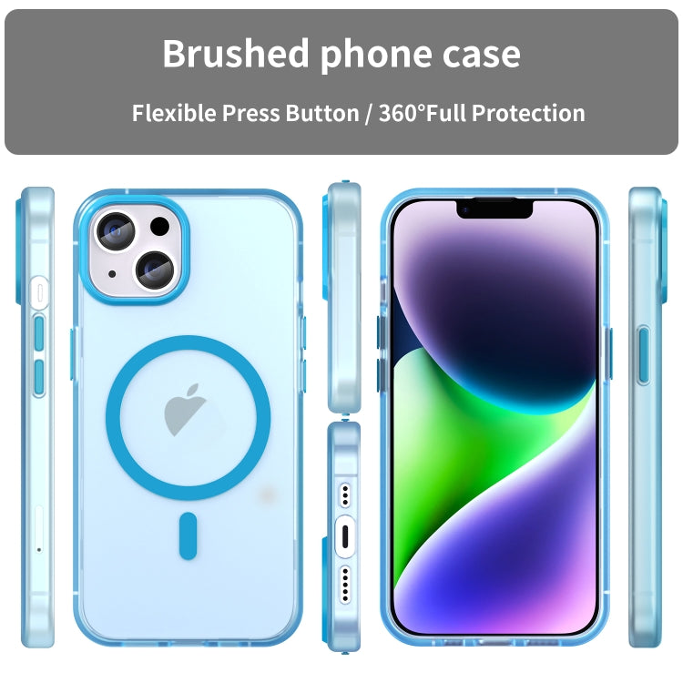 For iPhone 15 MagSafe Frosted Translucent TPU + PC Full Coverage Phone Case(Blue) - iPhone 15 Cases by PMC TechLife | Online Shopping South Africa | PMC TechLife