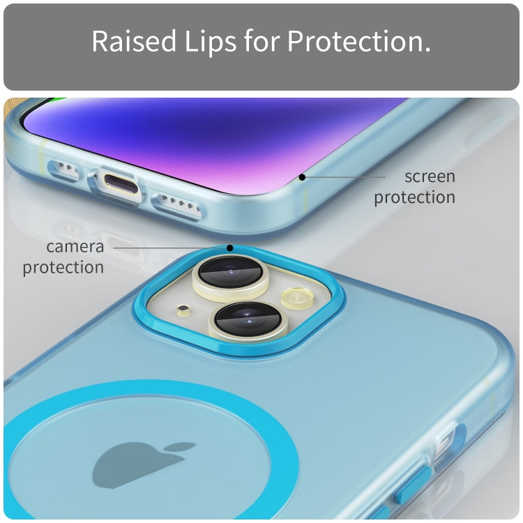 For iPhone 15 MagSafe Frosted Translucent TPU + PC Full Coverage Phone Case(Blue) - iPhone 15 Cases by PMC TechLife | Online Shopping South Africa | PMC TechLife