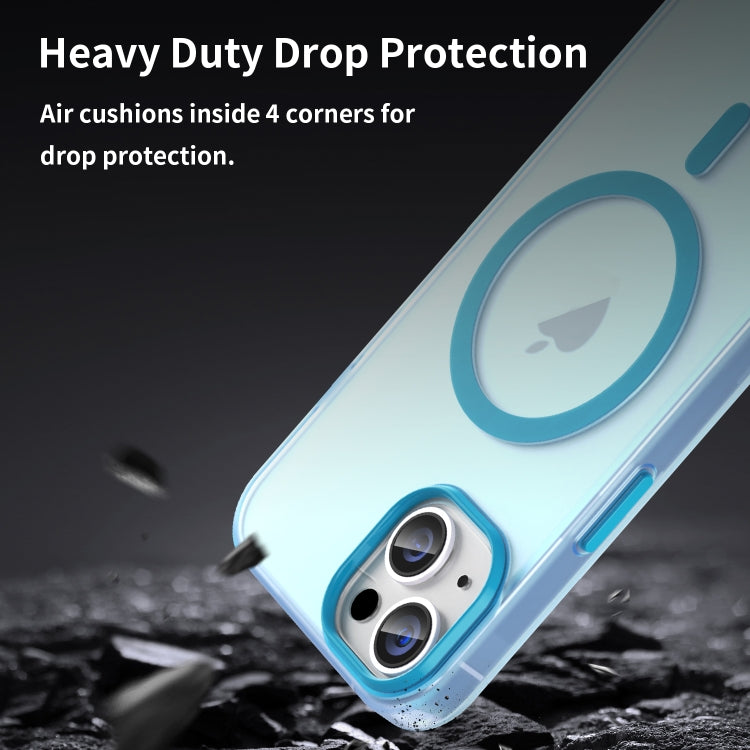 For iPhone 15 MagSafe Frosted Translucent TPU + PC Full Coverage Phone Case(Blue) - iPhone 15 Cases by PMC TechLife | Online Shopping South Africa | PMC TechLife