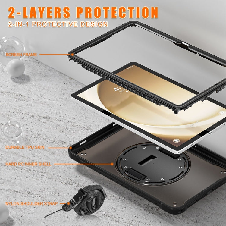 For Samsung Galaxy Tab A9+ X210/X215 Heavy Duty Hybrid Tablet Case with Handle & Strap(Clear Black) - Galaxy Tab A9+ by PMC Jewellery | Online Shopping South Africa | PMC Jewellery