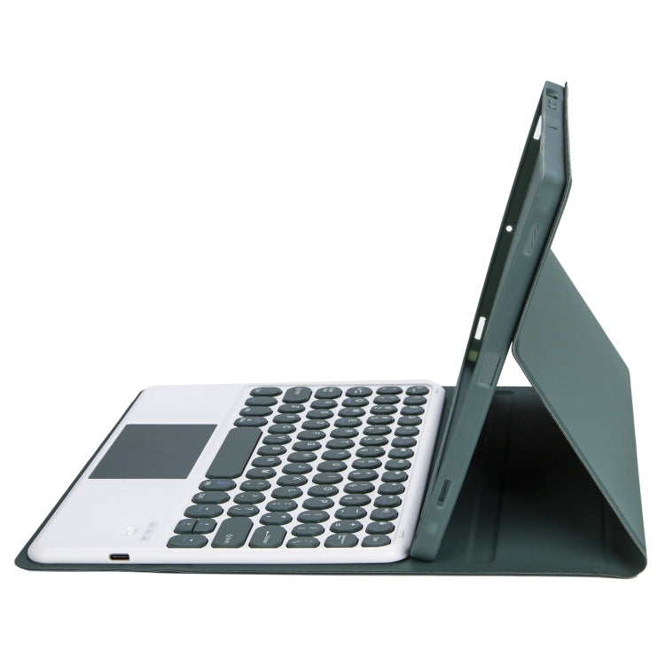 For Samsung Galaxy Tab S9 FE Candy Color TPU Round Keycap Touch Bluetooth Keyboard Leather Case(Dark Green) - Samsung Keyboard by PMC TechLife | Online Shopping South Africa | PMC TechLife