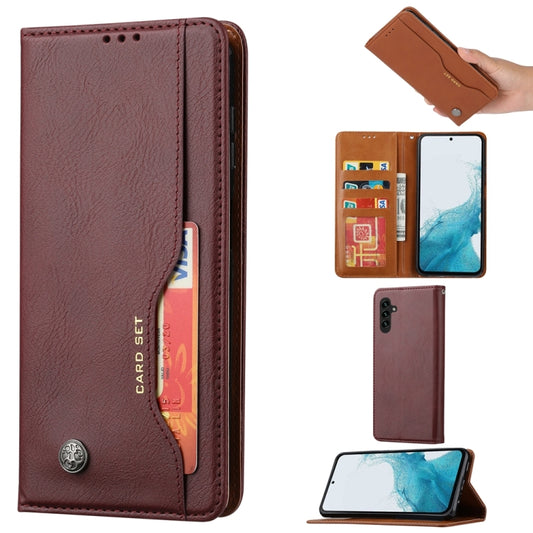 For Samsung Galaxy S25+ 5G Knead Skin Texture Flip Leather Phone Case(Wine Red) - Galaxy S25+ 5G Cases by PMC Jewellery | Online Shopping South Africa | PMC Jewellery | Buy Now Pay Later Mobicred